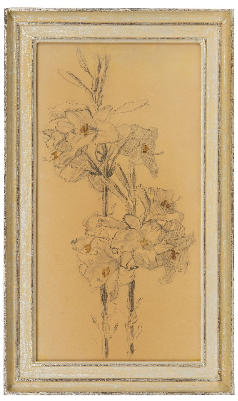 Leck B.A. van der | 'Bart' Anthony van der Leck | Watercolours and drawings offered for sale | Lillies, graphite and watercolor on paper 50.0 x 26.0 cm, signed on the reverse and dated on the reverse 1922