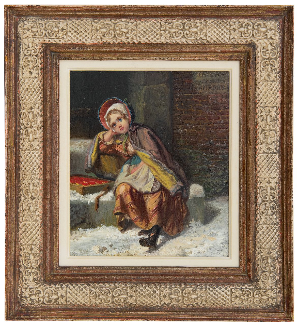 Fabius J.  | Jan Fabius | Paintings offered for sale | A girl selling matches in the snow, oil on panel 21.7 x 18.9 cm, signed u.r.