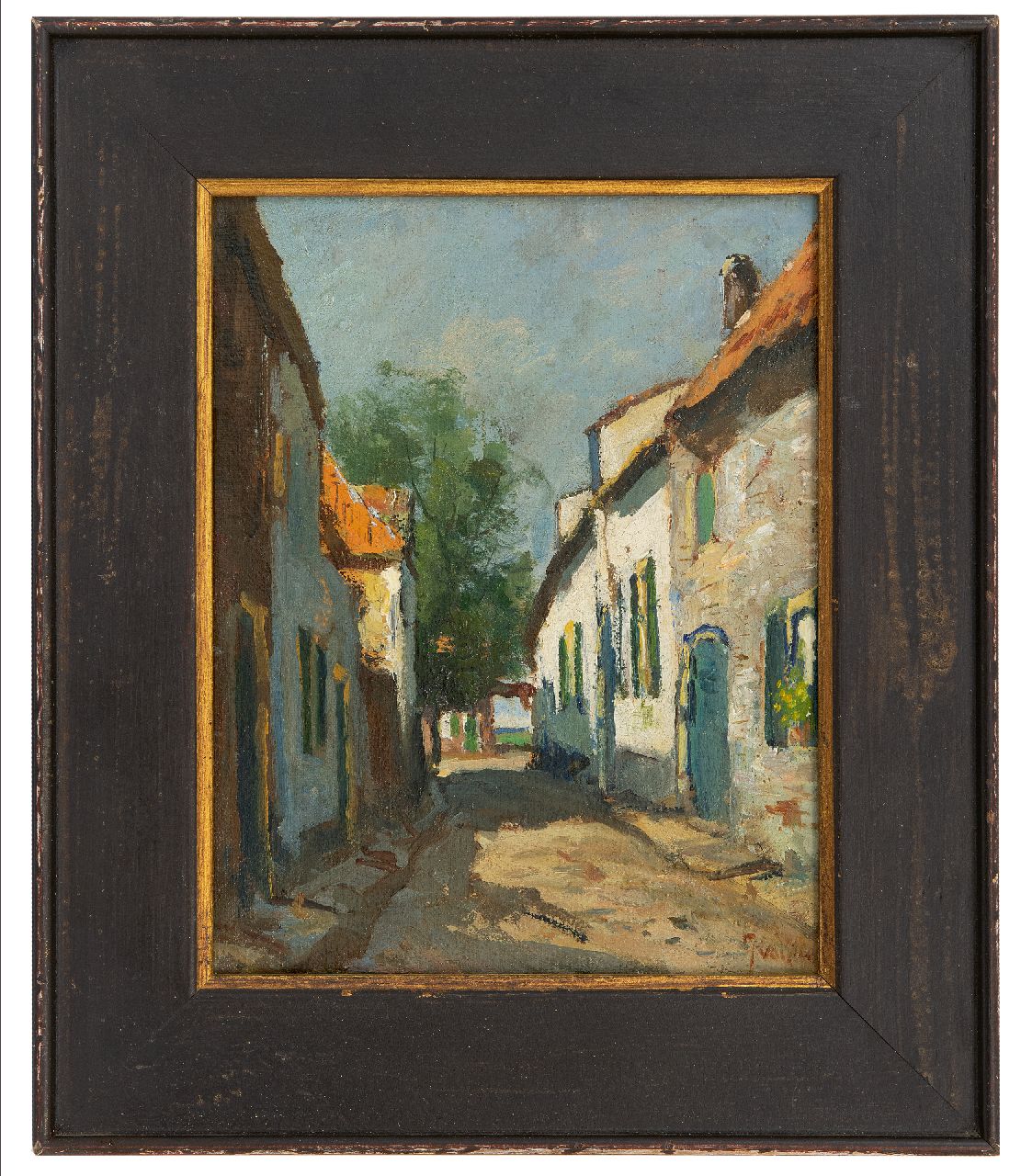 Vuuren J. van | Jan van Vuuren, Village street, oil on canvas 25.5 x 20.1 cm, signed l.r.