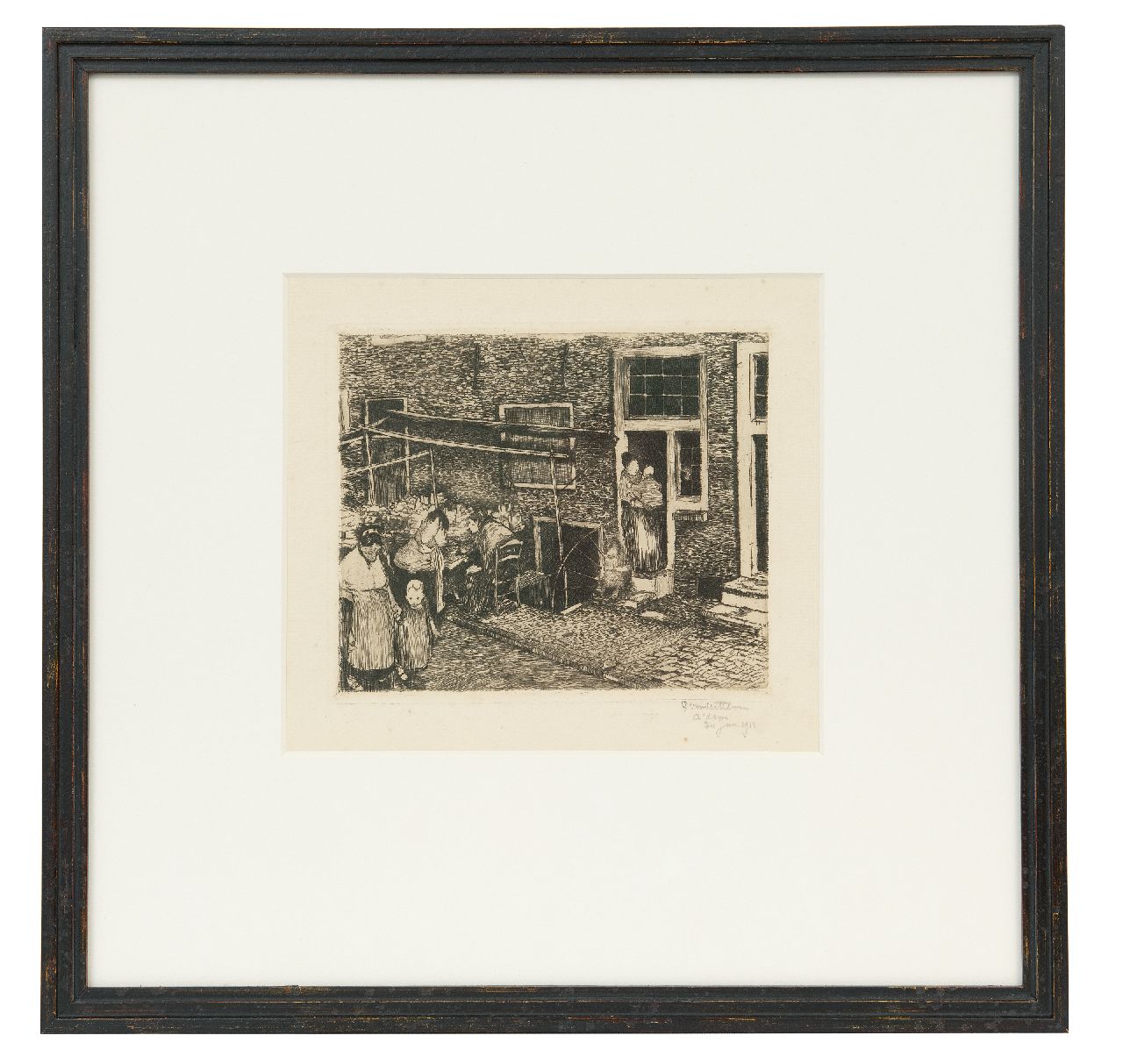 Hem P. van der | Pieter 'Piet' van der Hem | Prints and Multiples offered for sale | Alley in Amsterdam, etching 14.3 x 17.3 cm, signed l.r. and dated '30 jan. 1911'