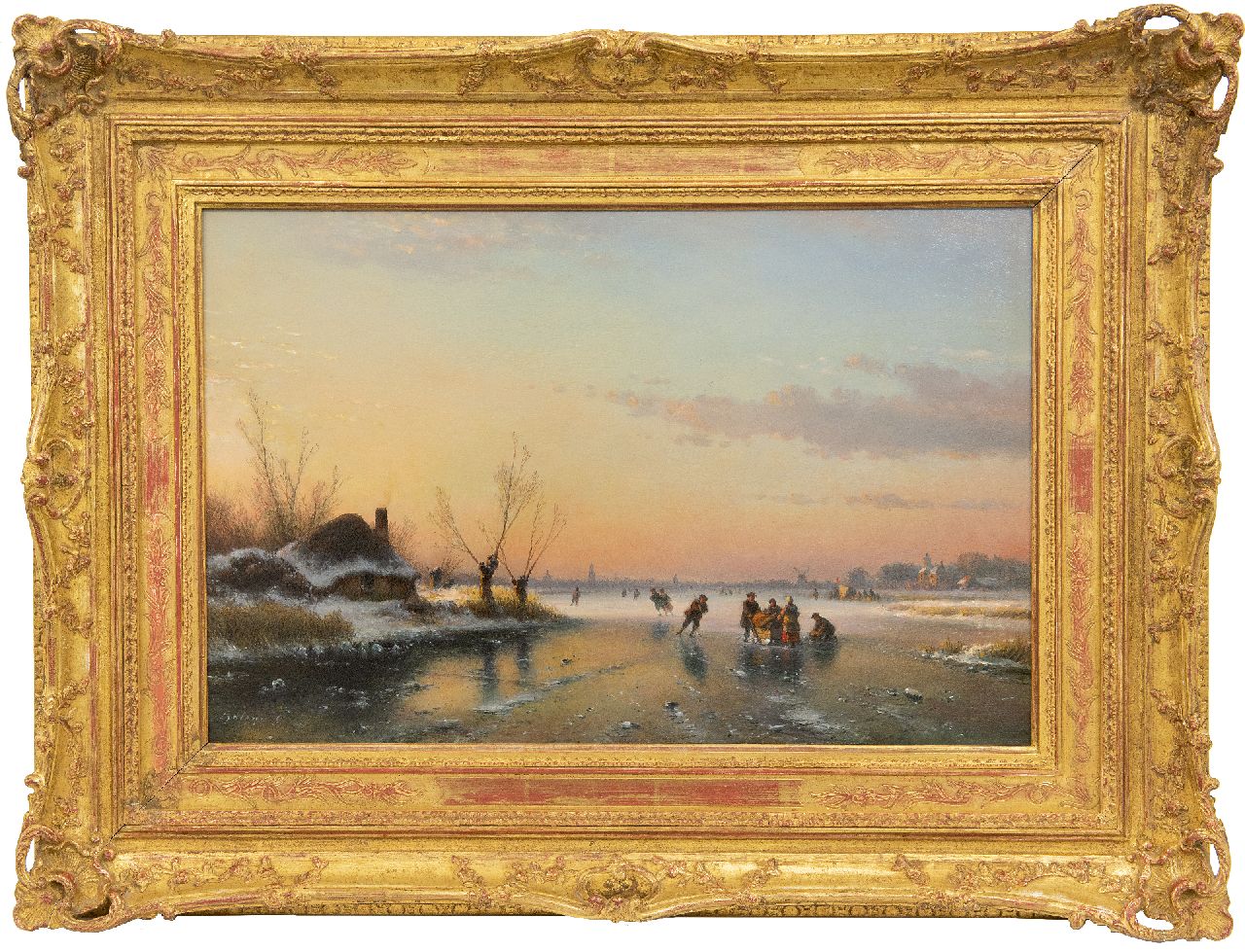 Kleijn L.J.  | Lodewijk Johannes Kleijn, Winterscene, oil on panel 33.9 x 52.1 cm, signed l.l.