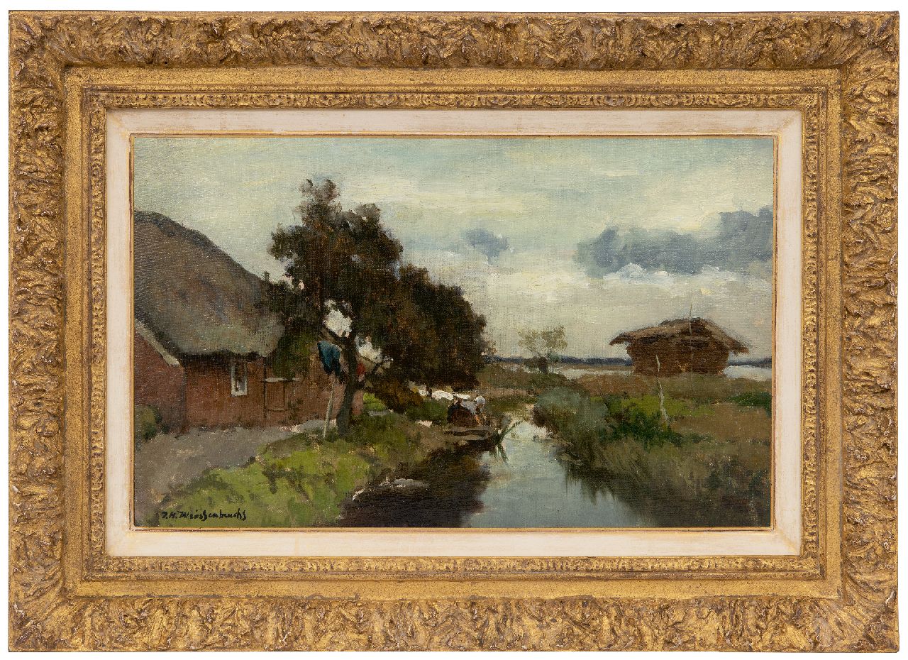 Weissenbruch H.J.  | Hendrik Johannes 'J.H.' Weissenbruch, Laundry day, oil on canvas laid down on panel 25.3 x 41.0 cm, signed l.l.