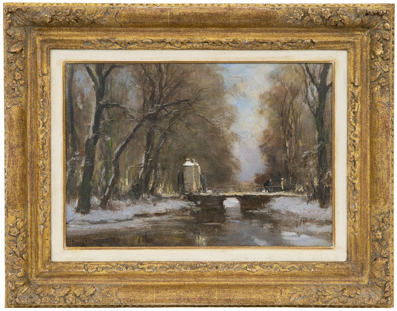 Apol L.F.H.  | Lodewijk Franciscus Hendrik 'Louis' Apol | Paintings offered for sale | Winter in the Hague forest, oil on panel 24.4 x 34.9 cm, signed l.l. and painted ca. 1930