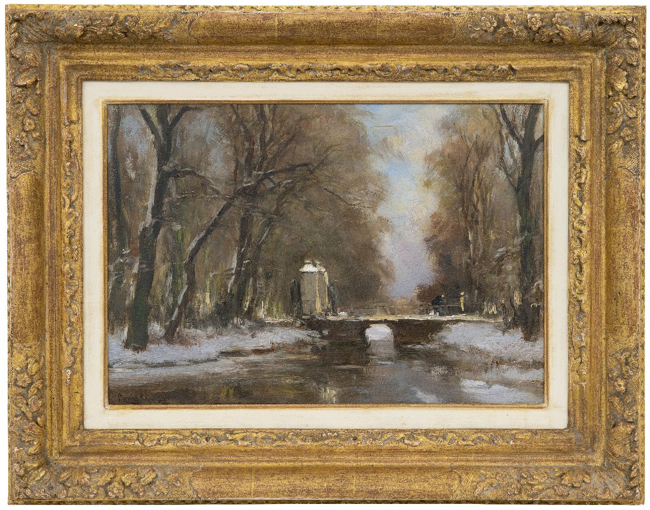 Apol L.F.H.  | Lodewijk Franciscus Hendrik 'Louis' Apol, Winter in the Hague forest, oil on panel 24.4 x 34.9 cm, signed l.l. and painted ca. 1930