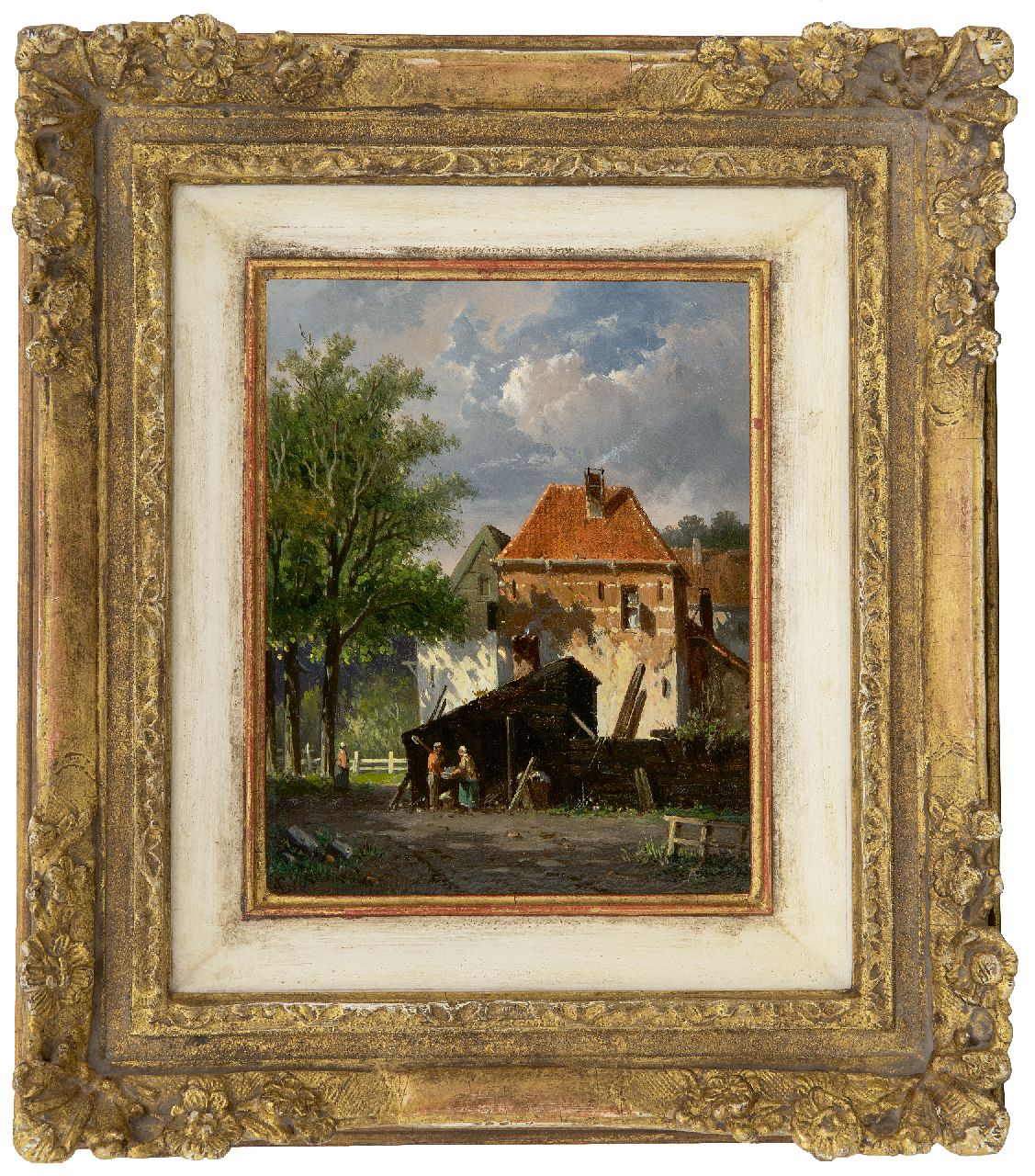Eversen A.  | Adrianus Eversen | Paintings offered for sale | A sunny town scene (possibly Harderwijk), oil on panel 19.2 x 15.2 cm, signed l.r. with monogram