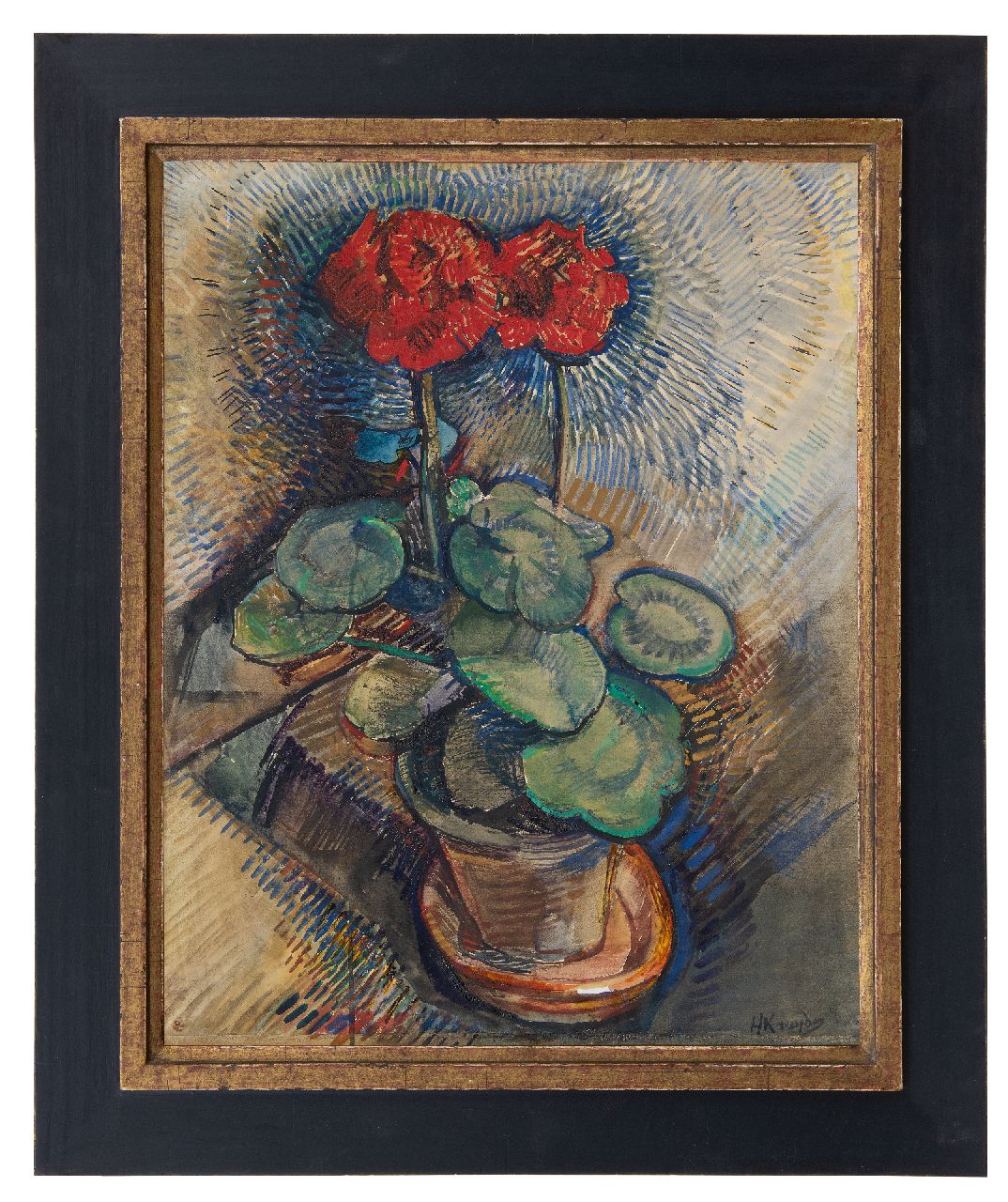 Kruyder H.J.  | 'Herman' Justus Kruyder | Watercolours and drawings offered for sale | Red geranium, gouache on paper 64.6 x 49.9 cm, signed l.r.