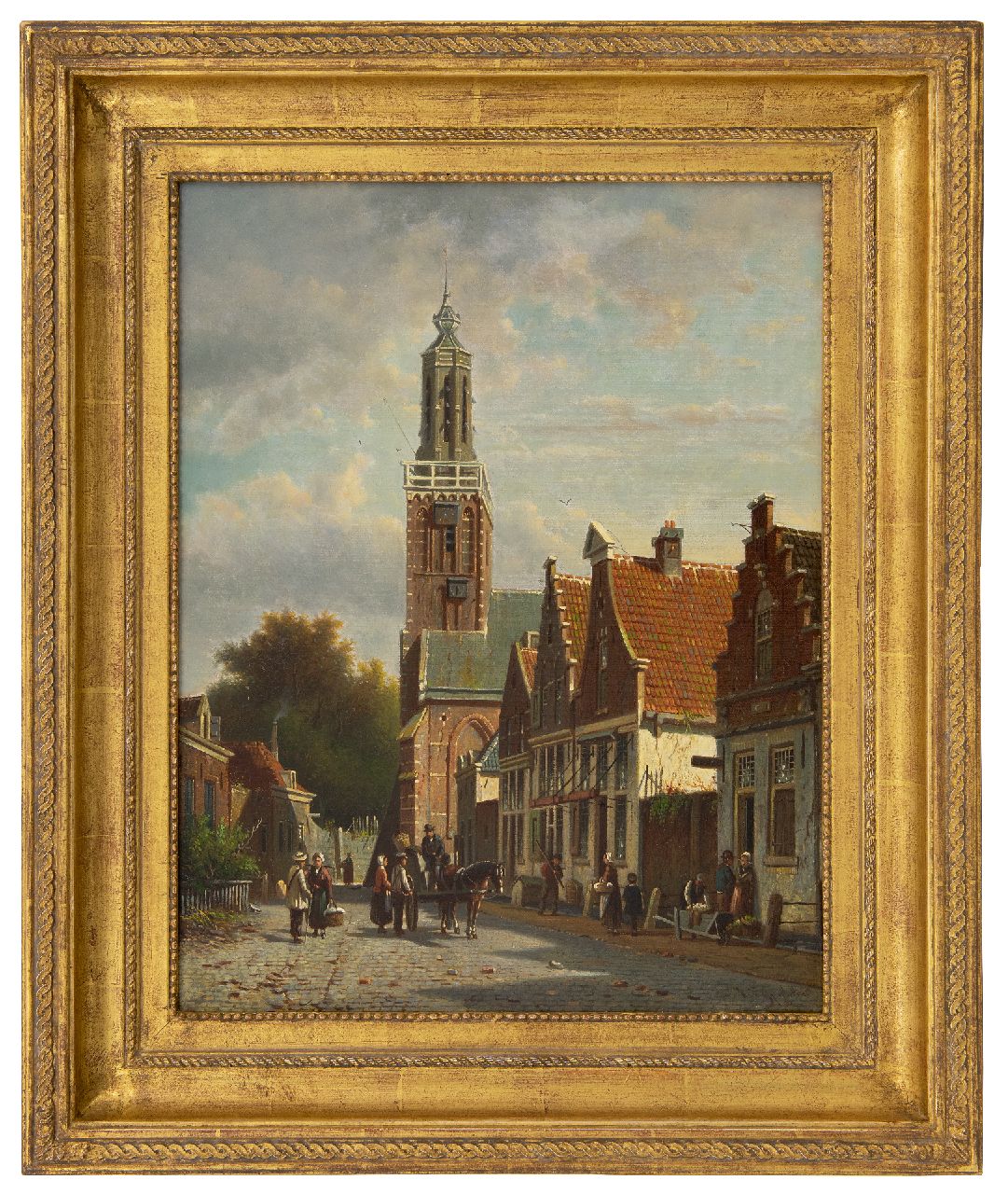 Spohler J.F.  | Johannes Franciscus Spohler | Paintings offered for sale | A town view with the tower of the Onze-Lieve-Vrouwekerk of Edam, oil on canvas 45.3 x 35.4 cm, signed l.r.