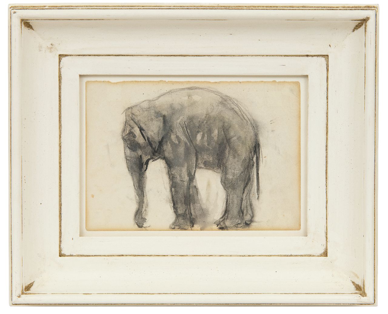 Arntzenius P.F.N.J.  | Pieter Florentius Nicolaas Jacobus 'Floris' Arntzenius | Watercolours and drawings offered for sale | Elephant, black chalk and gouache on paper 12.7 x 18.4 cm