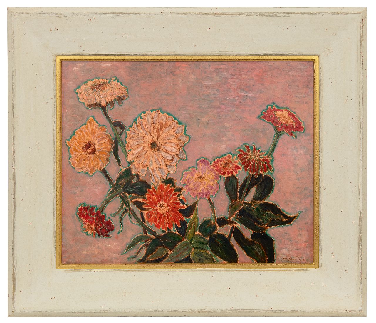 Nanninga D.B.  | Dirk Berend Nanninga | Paintings offered for sale | A still life of gerbera, oil on panel 48.7 x 60.3 cm, signed l.r. and dated '32