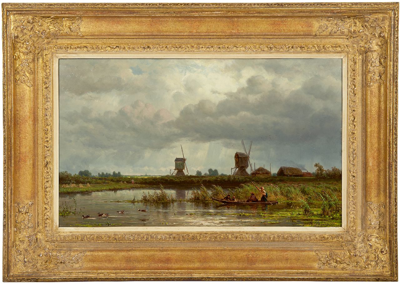 Borselen J.W. van | Jan Willem van Borselen | Paintings offered for sale | Escaping the rain, oil on panel 33.3 x 55.4 cm, signed l.r. and dated '62