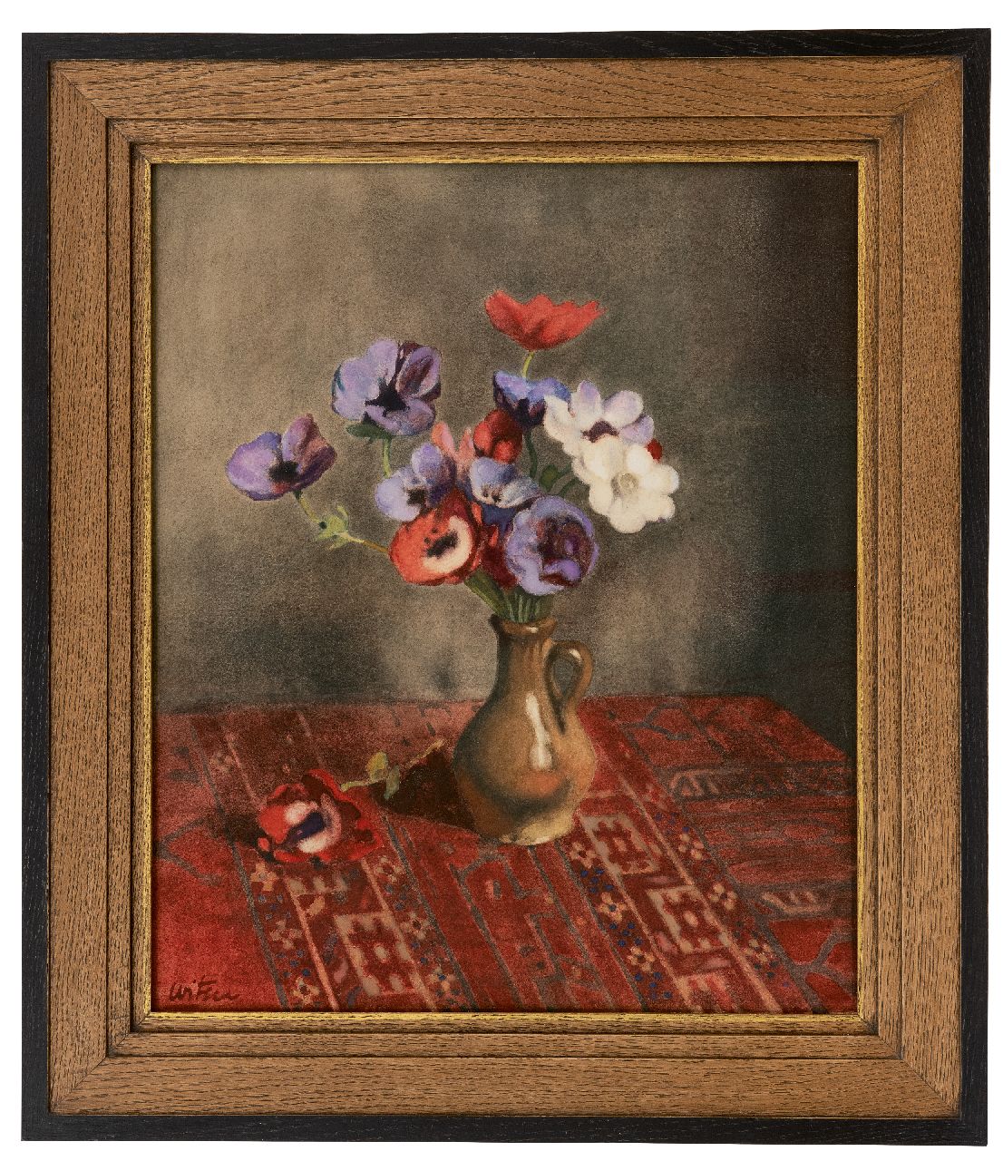 Witsen W.A.  | 'Willem' Arnold Witsen | Watercolours and drawings offered for sale | Anemones in earthenware vase, watercolour on paper 44.5 x 37.0 cm, signed l.l. and painted ca. 1920