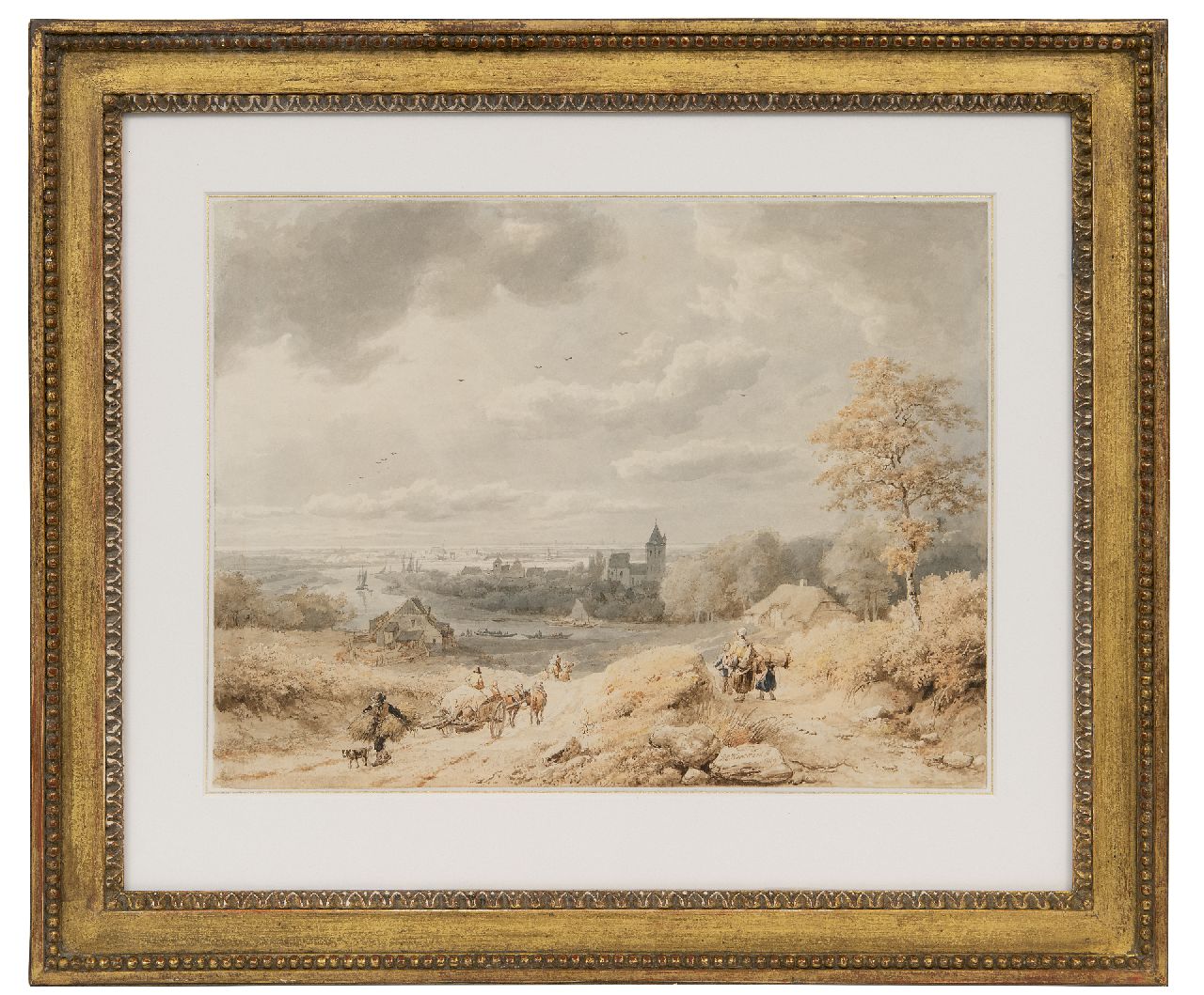 Koekkoek B.C.  | Barend Cornelis Koekkoek, A view of the river Rhine near Kleve, pen, brush and ink on paper 23.5 x 31.1 cm, signed l.c. and dated 1849