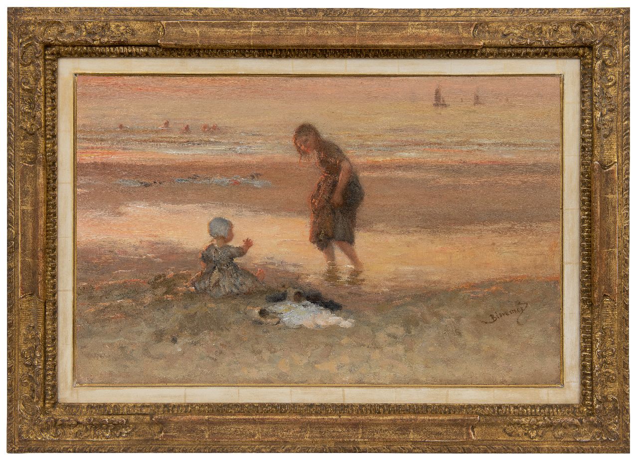 Blommers B.J.  | Bernardus Johannes Blommers | Paintings offered for sale | children on the beach at low tide, oil on canvas 45.2 x 71.1 cm, signed l.r.