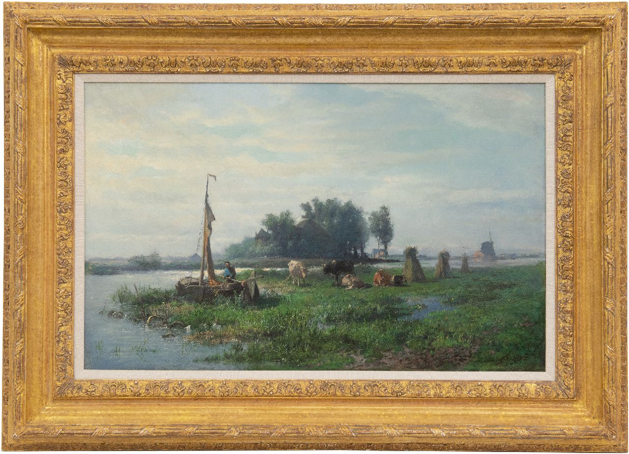Mauve A.  | Anthonij 'Anton' Mauve, A farmer in a polder landscape, oil on canvas 40.5 x 64.0 cm, signed l.r. and painted ca. 1870