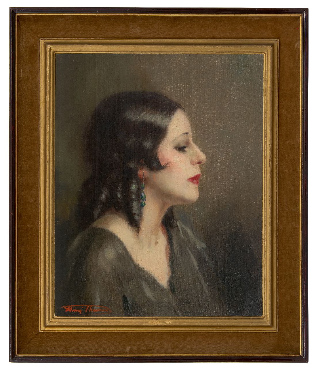 Thomas H.J.  | Henri Joseph Thomas | Paintings offered for sale | Portrait of a woman, in profile, oil on canvas 50.3 x 40.4 cm, signed l.l.