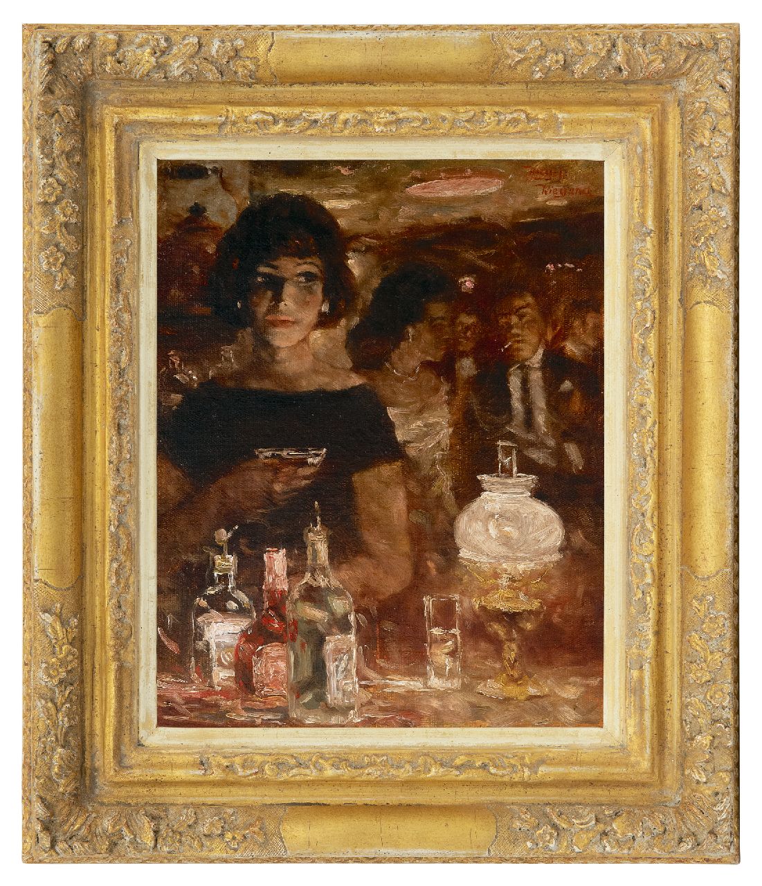 Meyer-Wiegand R.D.  | Rolf Dieter Meyer-Wiegand, Cocktail at the bar, oil on panel 30.0 x 24.0 cm, signed u.r.