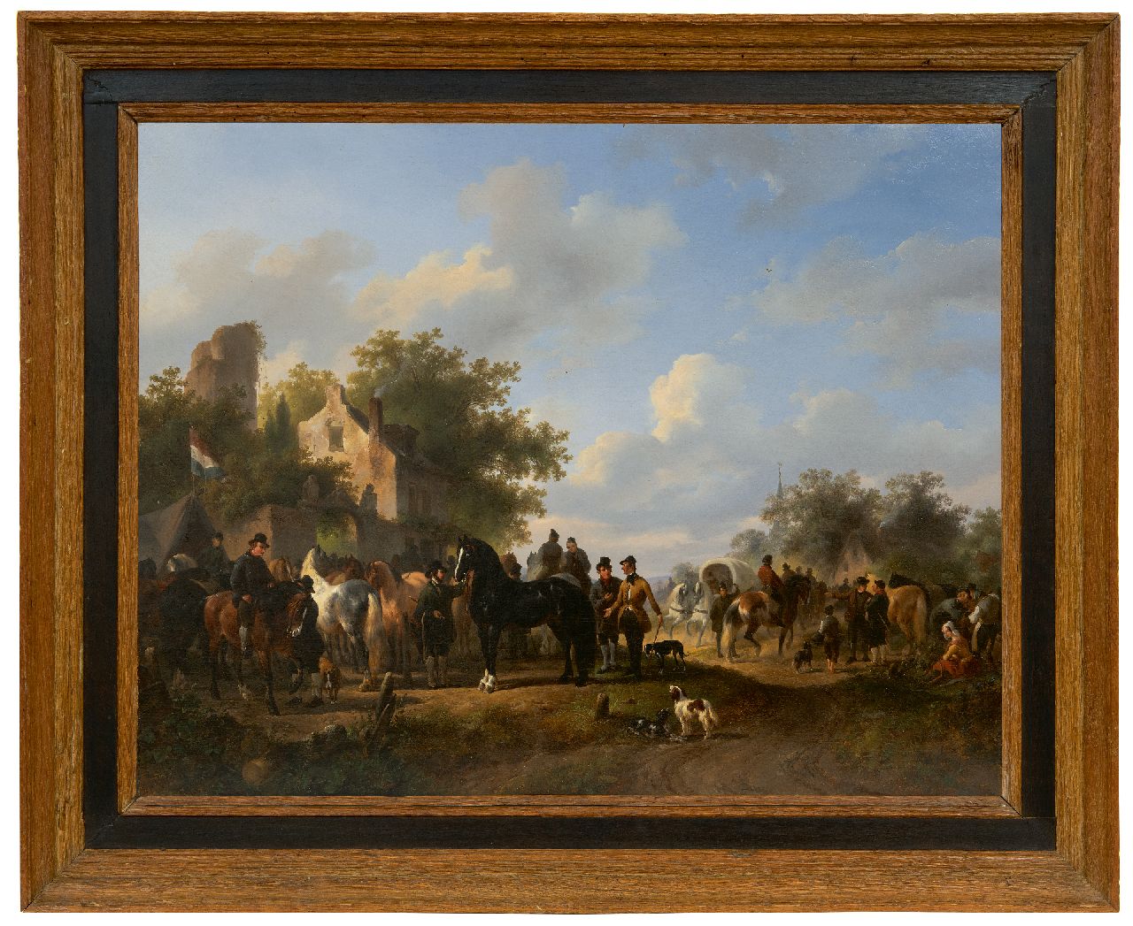 Verschuur W.  | Wouterus Verschuur, Horse market, oil on canvas 57.3 x 72.8 cm, signed l.c.