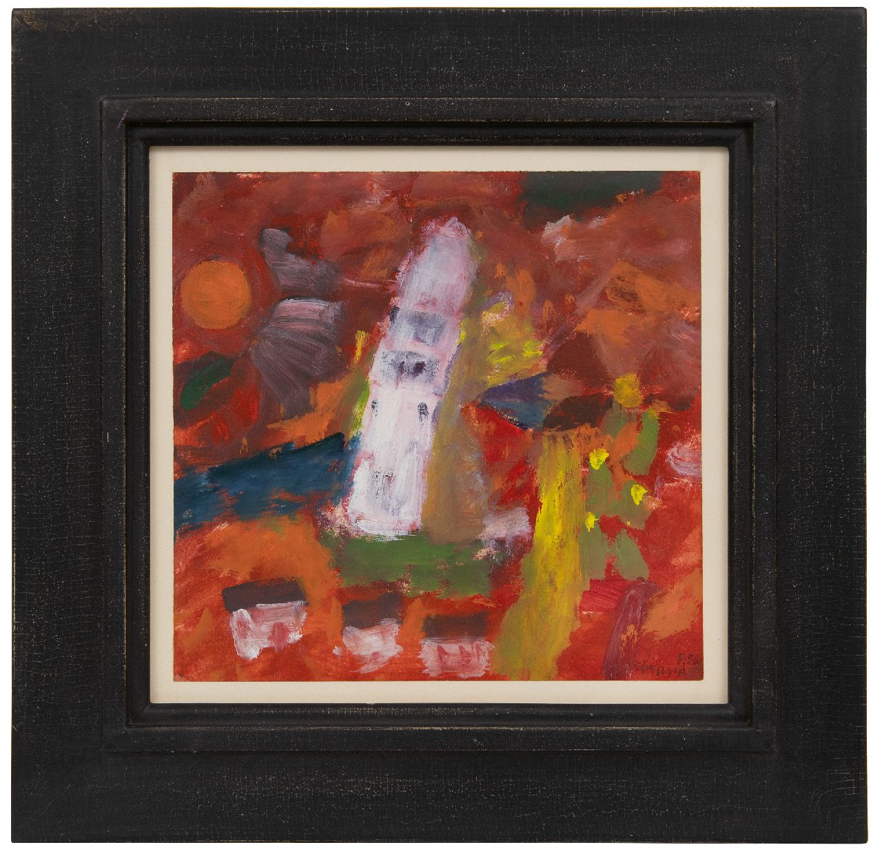 Brands E.A.M.  | Eugenius Antonius Maria 'Eugène' Brands | Paintings offered for sale | Toren in landschap (Tower in landscape), oil on paper 21.5 x 22.5 cm, signed l.r. and dated 5.56