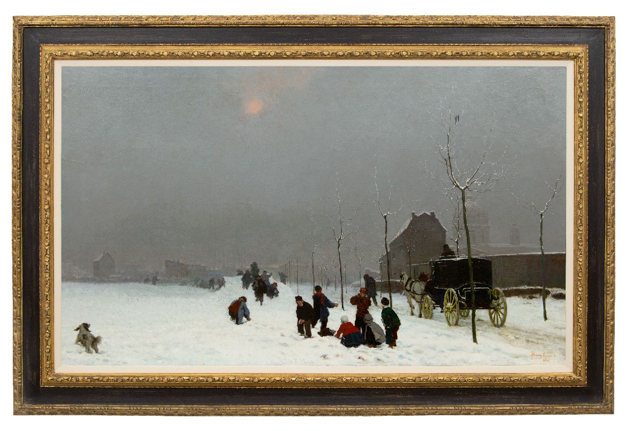 Chenu (Augustin Pierre Bienvenu Chenu) F.  | Fleury Chenu (Augustin Pierre Bienvenu Chenu), A snowy day at the Hotel-Dieu in Lyon, oil on canvas 79.0 x 134.0 cm, signed l.l. and dated 1867