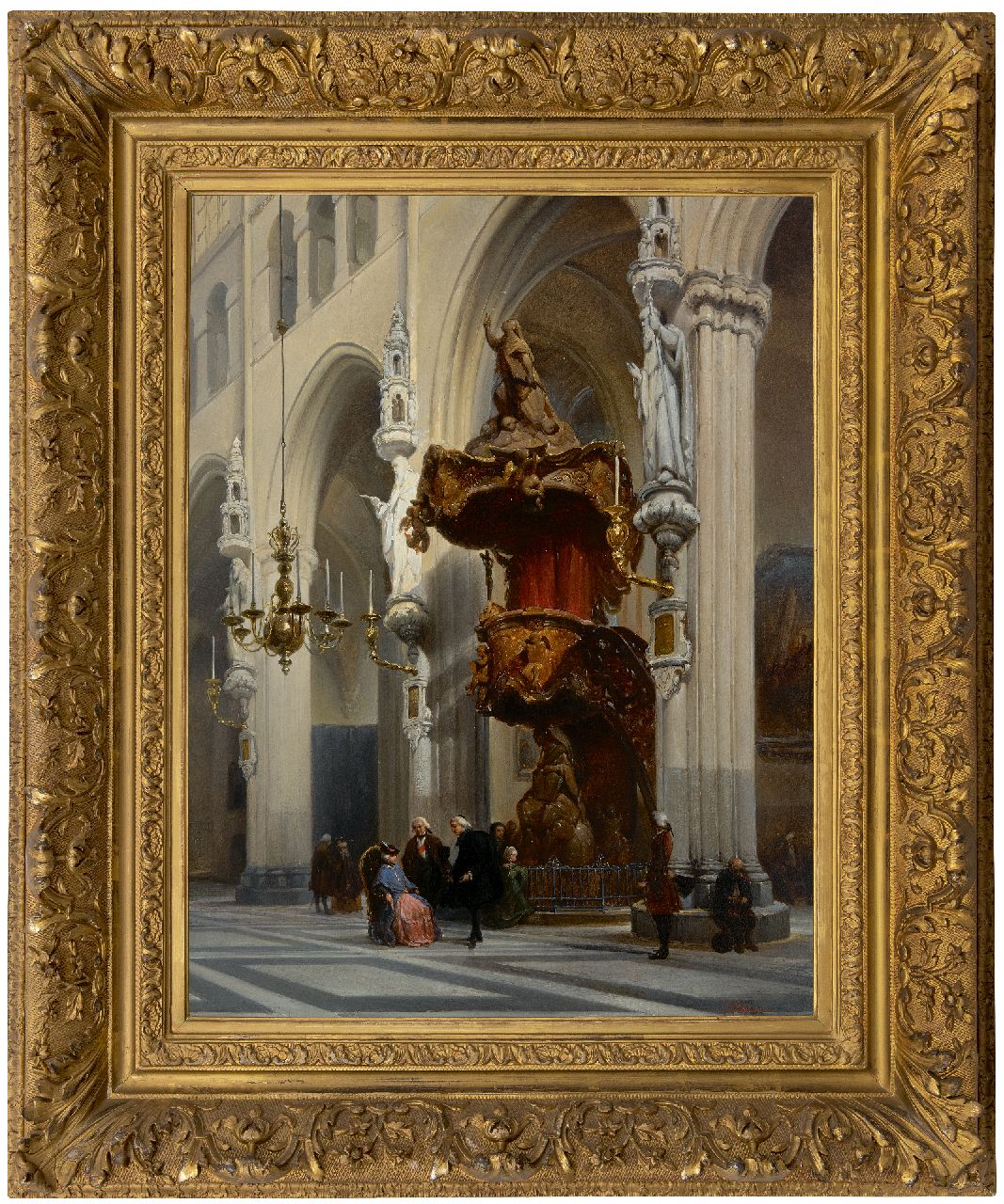 Bosboom J.  | Johannes Bosboom | Paintings offered for sale | Interior of the Onze Lieve Vrouwe church in Bruges, oil on panel 67.9 x 51.8 cm, signed l.r.