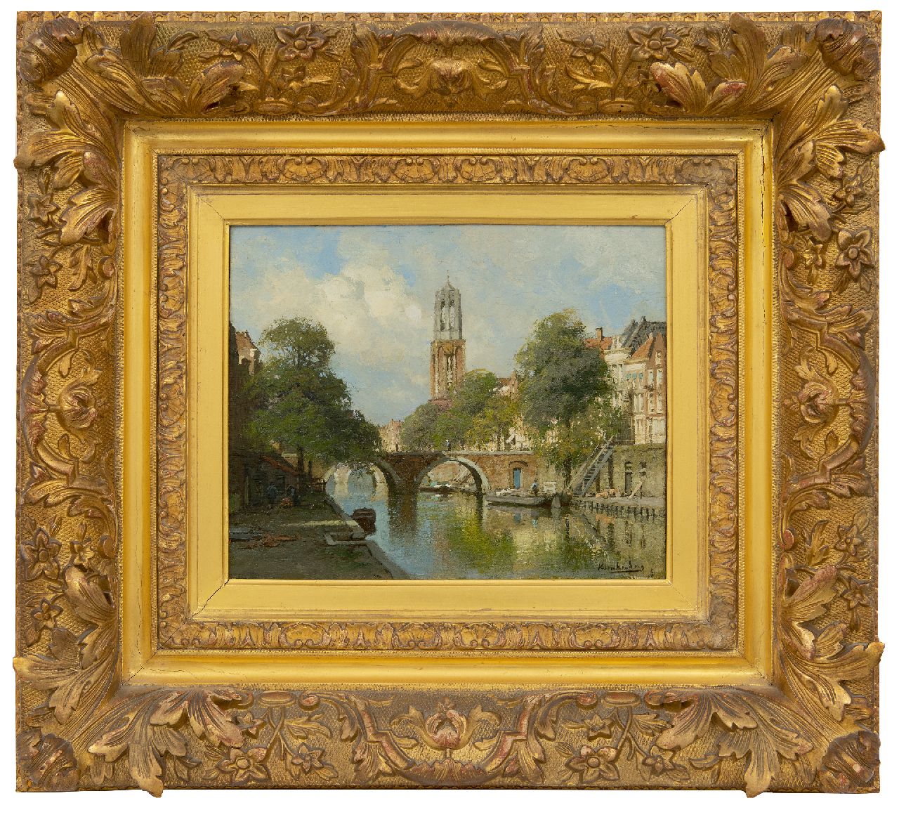 Klinkenberg J.C.K.  | Johannes Christiaan Karel Klinkenberg | Paintings offered for sale | A view of the Oude Gracht in Utrecht, oil on panel 22.1 x 27.0 cm, signed l.r.