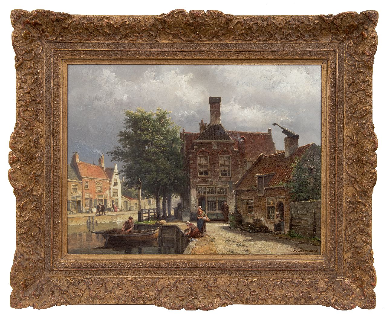 Koekkoek W.  | Willem Koekkoek | Paintings offered for sale | Canal in Haarlem, oil on panel 41.7 x 56.2 cm, signed l.r. and dated  on the reverse 1877