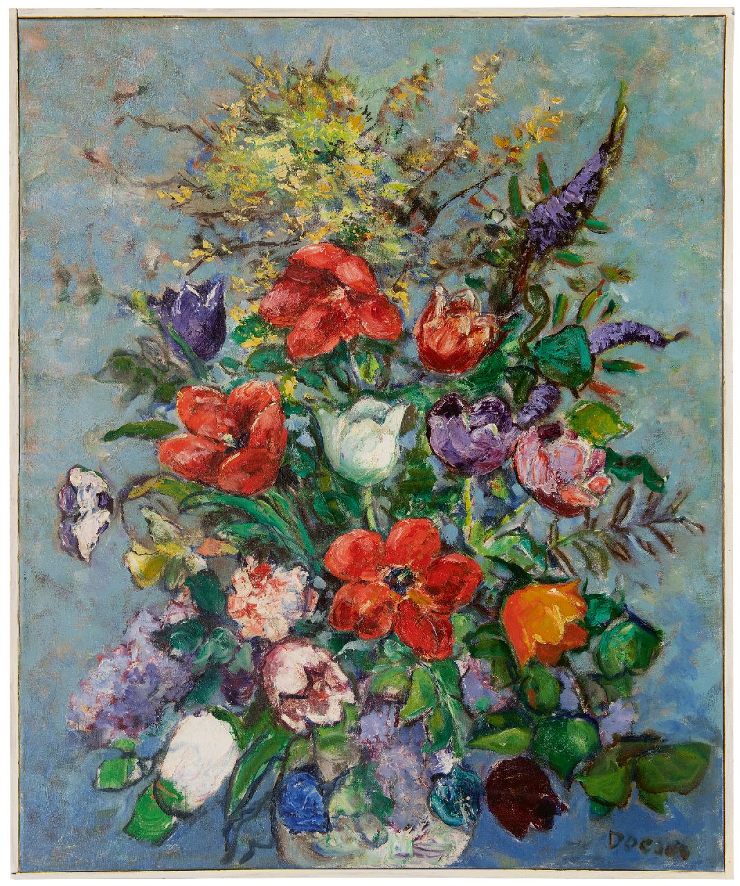 Doeser J.J.  | 'Jacobus' Johannes Doeser | Paintings offered for sale | Summer flowers, oil on canvas 94.8 x 78.0 cm, signed l.r.
