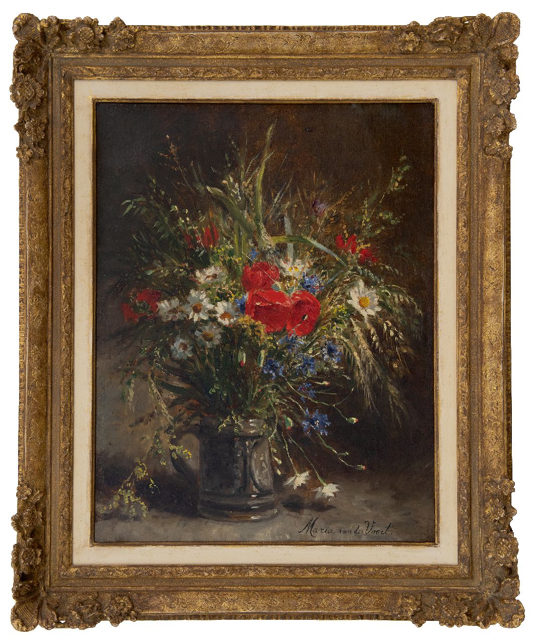 Voort in de Betouw-Nourney M. van der | Maria van der Voort in de Betouw-Nourney | Paintings offered for sale | Wild flowers in a stone mug, oil on canvas 53.8 x 41.5 cm, signed l.r.