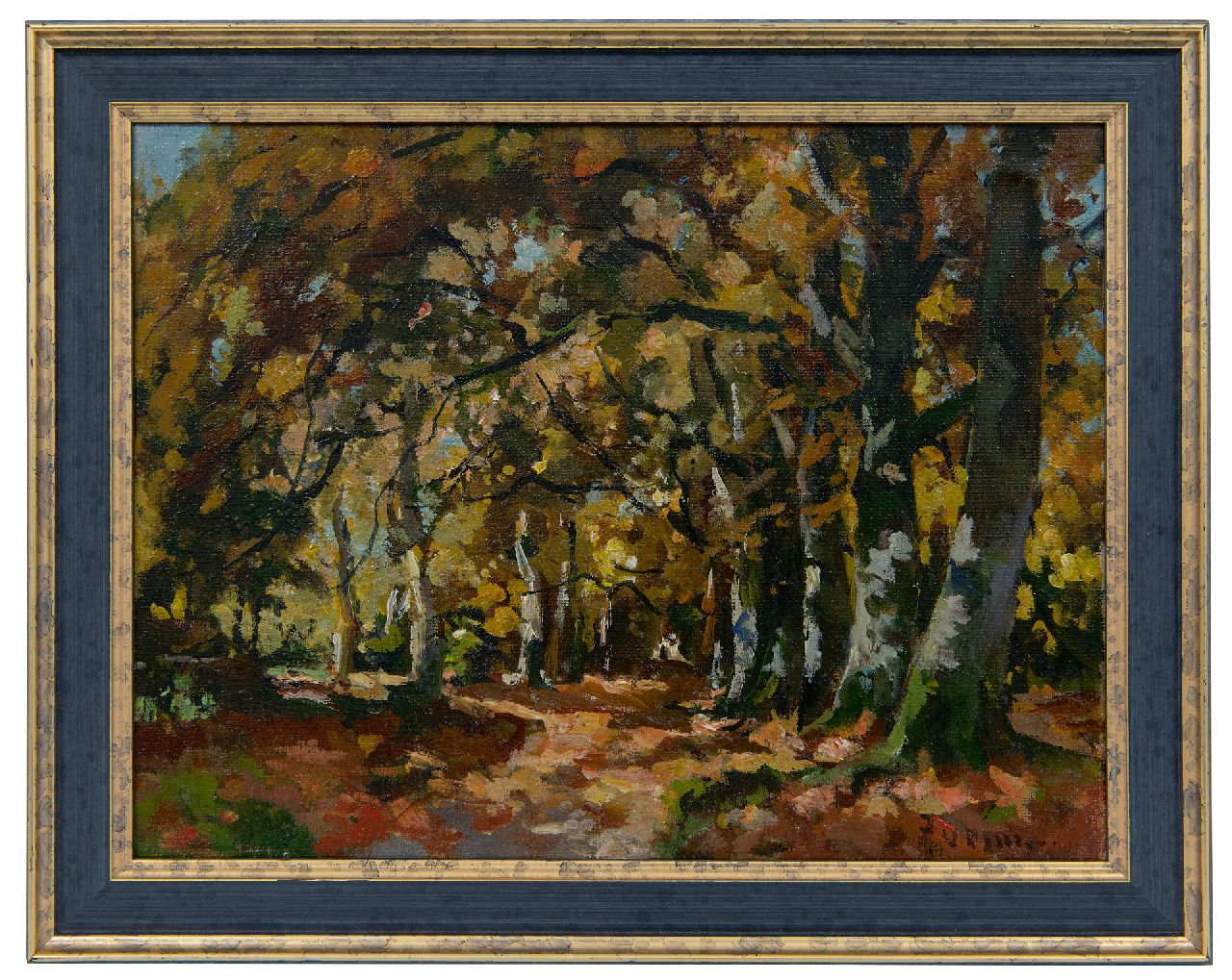 Vuuren J. van | Jan van Vuuren, Autumn forest, oil on canvas 19.2 x 25.2 cm, signed l.r.