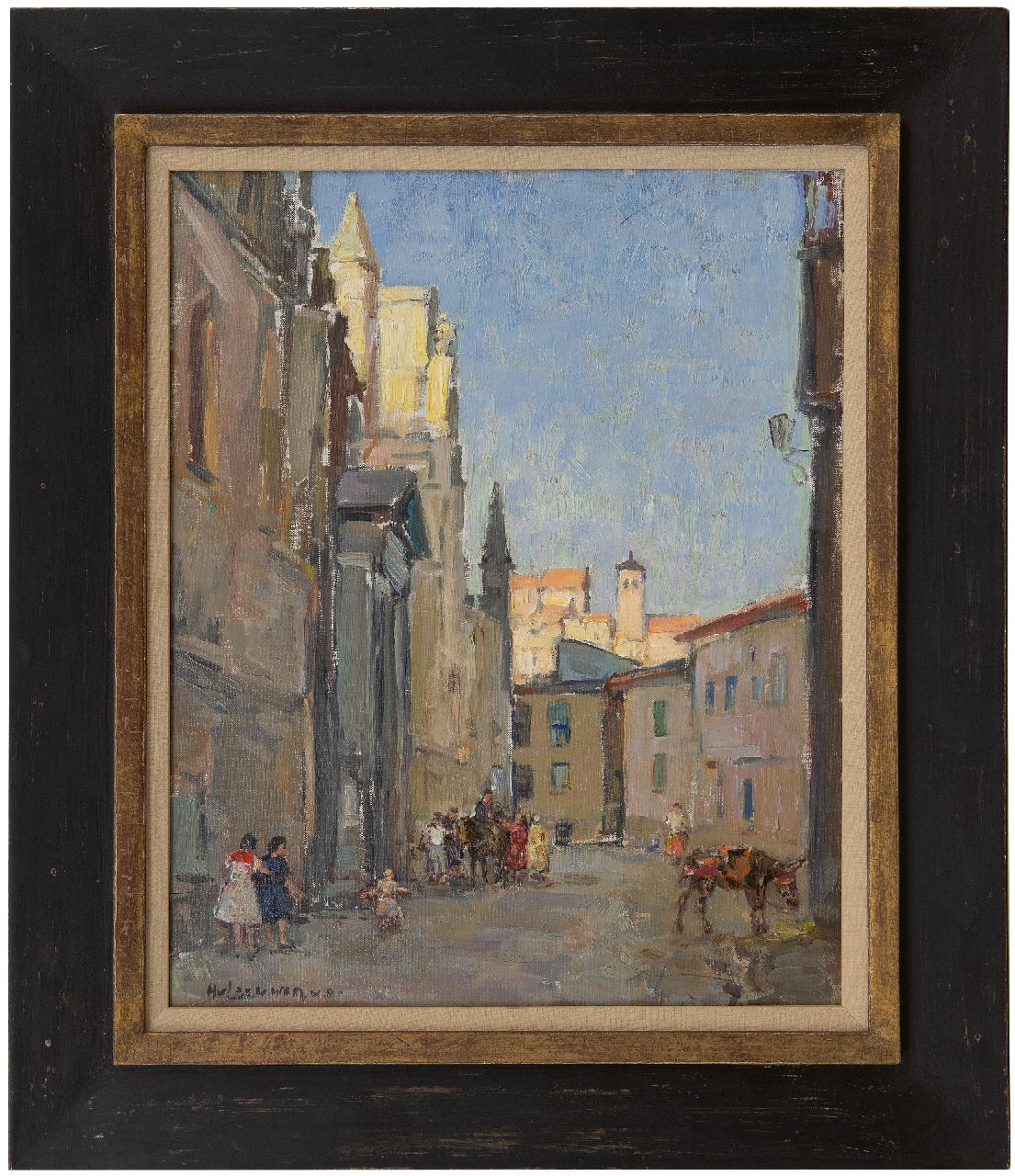 Leeuwen H. van | Hendrik 'Henk' van Leeuwen | Paintings offered for sale | Square in Toledo, oil on canvas 50.4 x 40.5 cm, signed l.l.