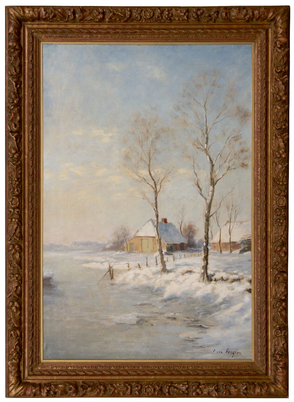 Kregten J.A.R.F. van | Johannes Aurelius Richard 'Fedor' van Kregten | Paintings offered for sale | Farm in a snowy landscape, oil on canvas 87.6 x 60.2 cm, signed l.r. and zonder lijst