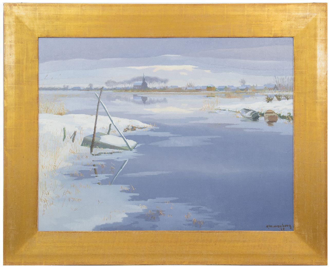 Smorenberg D.  | Dirk Smorenberg, View of the Vuntusplas in winter, oil on canvas 73.0 x 95.2 cm, signed l.r. and dated '22