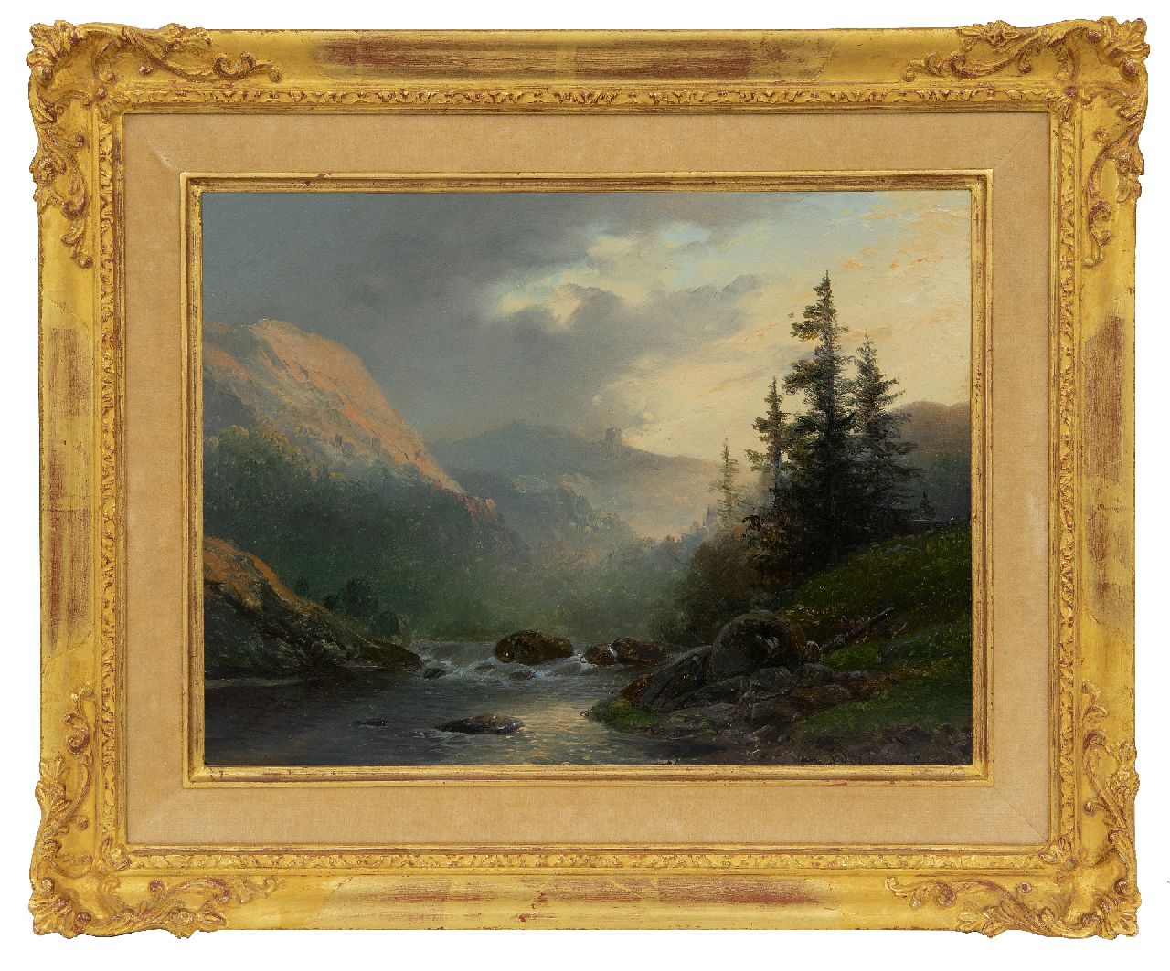 Sande Bakhuyzen H. van de | Hendrikus van de Sande Bakhuyzen, Wild mountain landscape with ruin, oil on panel 22.8 x 30.4 cm, signed l.r. and dated '48