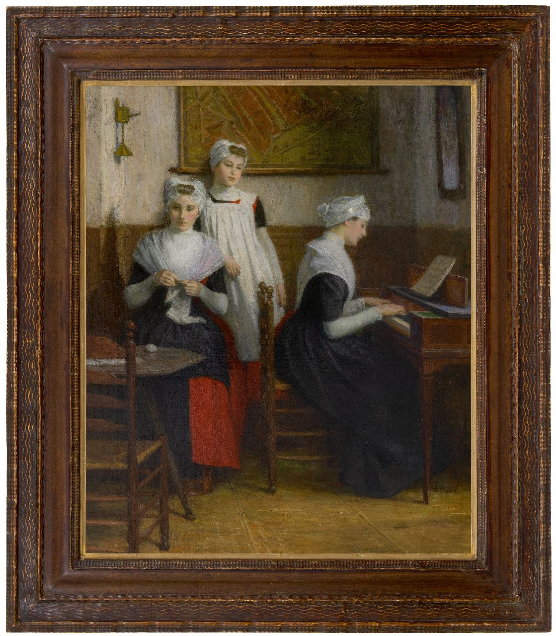 Waay N. van der | Nicolaas van der Waay, Three Amsterdam orphan girls, oil on canvas 71.5 x 60.3 cm, signed c.r.