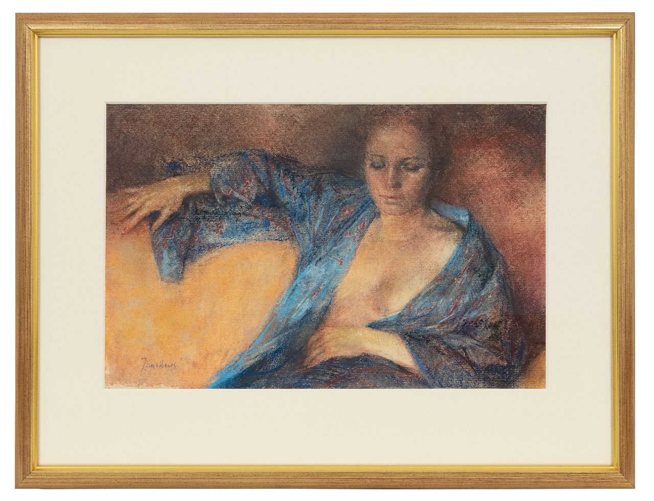 Asselbergs J.M.C.  | Johannes Marie Christiaan Asselbergs | Watercolours and drawings offered for sale | Woman in a negligee, pastel on paper 31.0 x 48.1 cm, signed l.l.