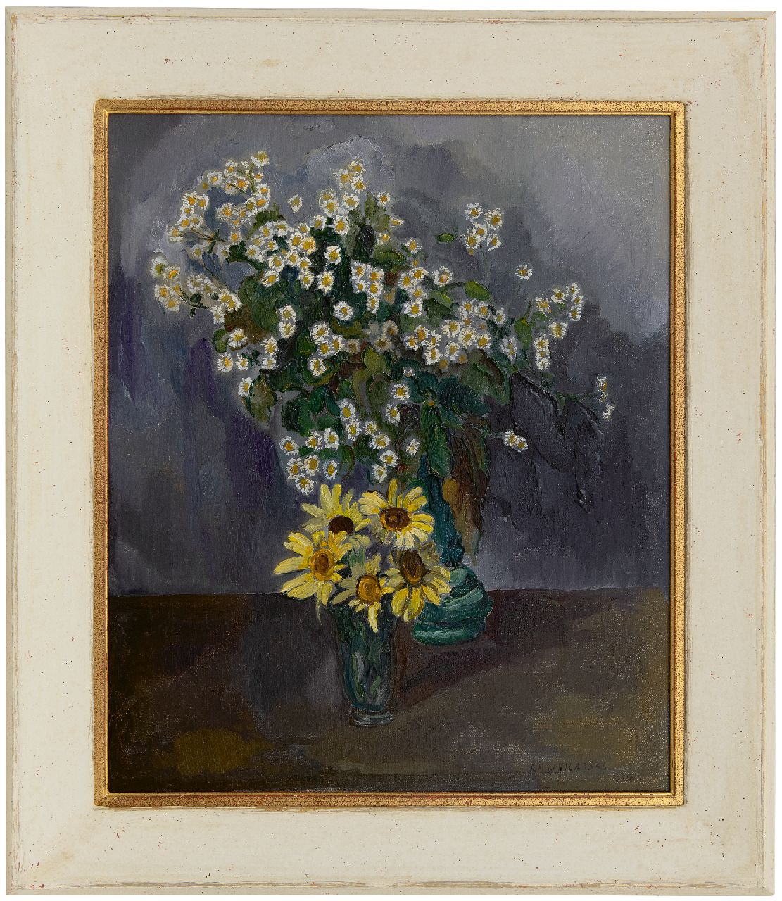 Filarski D.H.W.  | 'Dirk' Herman Willem Filarski | Paintings offered for sale | Still life with daisies and sunflowers, oil on canvas 60.2 x 50.3 cm, signed l.r. and dated 1934