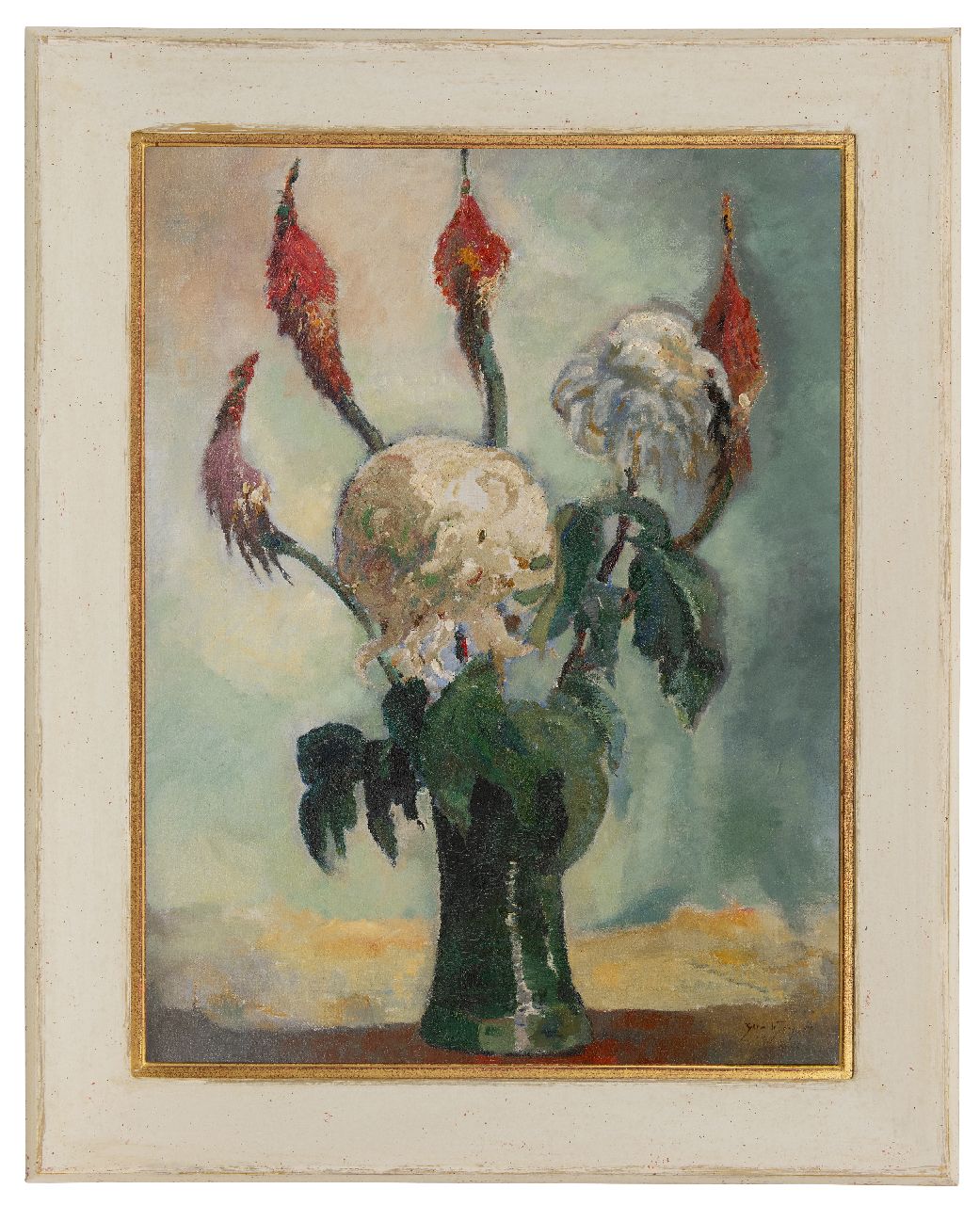 Jong G. de | Gerben 'Germ' de Jong | Paintings offered for sale | Chrysanthemums, oil on canvas 80.4 x 60.4 cm, signed l.r. and dated 1917