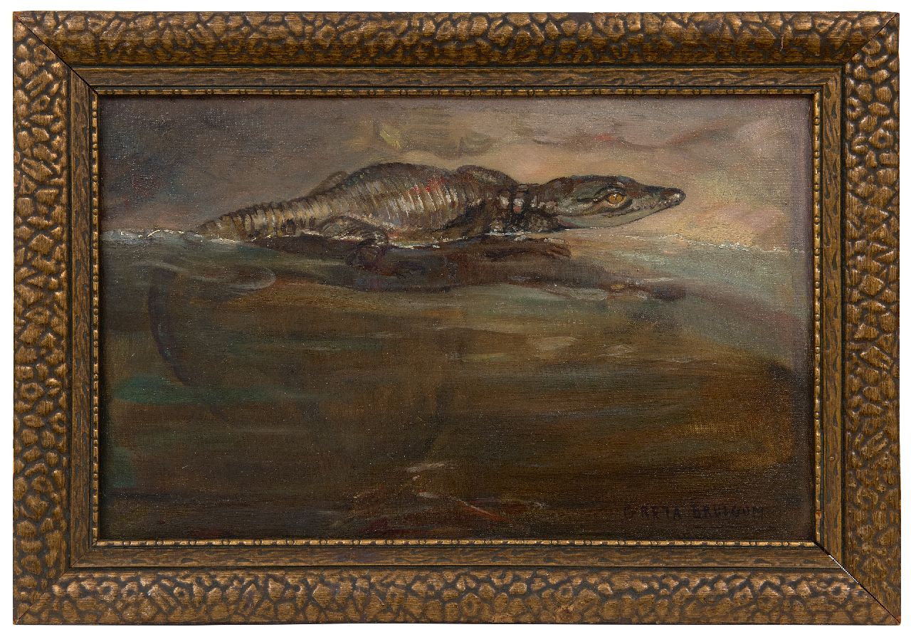 Bruigom M.C.  | Margaretha Cornelia 'Greta' Bruigom, Young Nile crocodile, oil on canvas 26.4 x 41.5 cm, signed l.r.