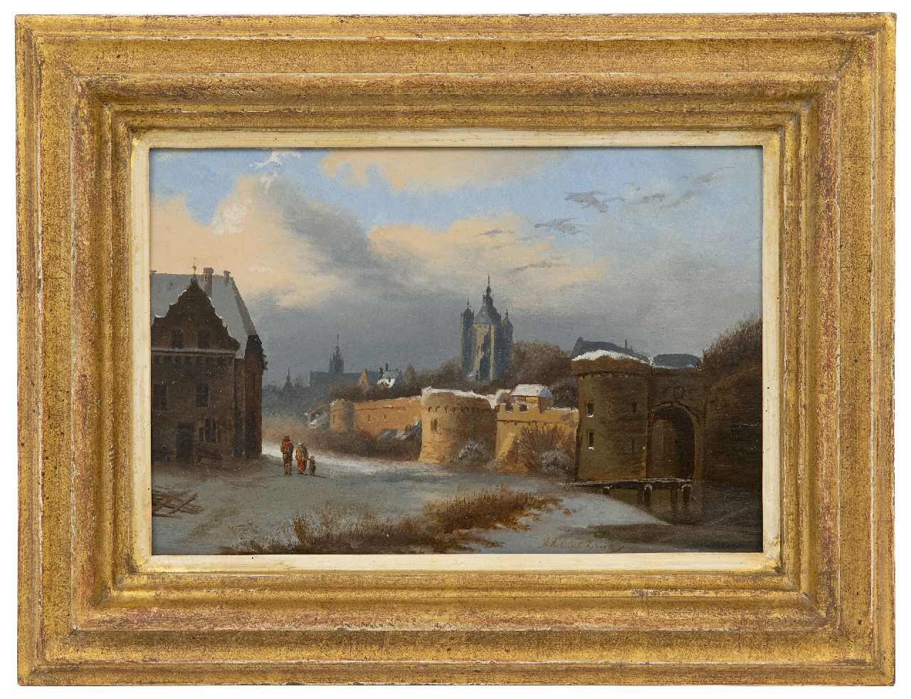 Zant A.A.C. van 't | Arnoldus Antonius Christianus van 't Zant | Paintings offered for sale | View of a fortified town, oil on panel 16.7 x 24.8 cm, signed l.r.