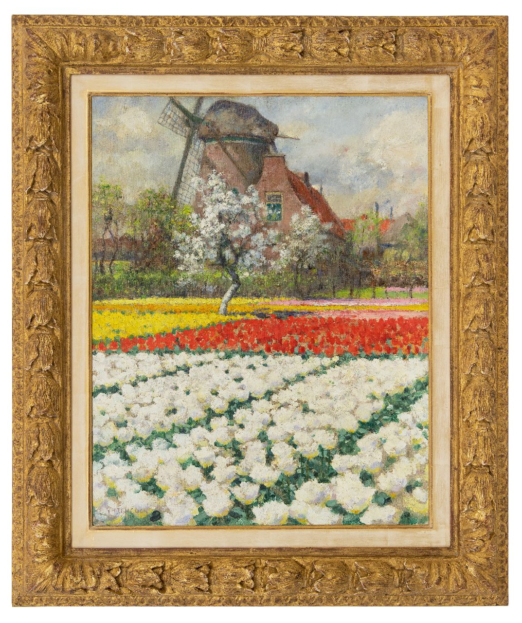 Hitchcock G.  | George Hitchcock | Paintings offered for sale | Double White Tulips, Egmond aan den Hoef, oil on canvas 55.7 x 43.8 cm, signed l.l.