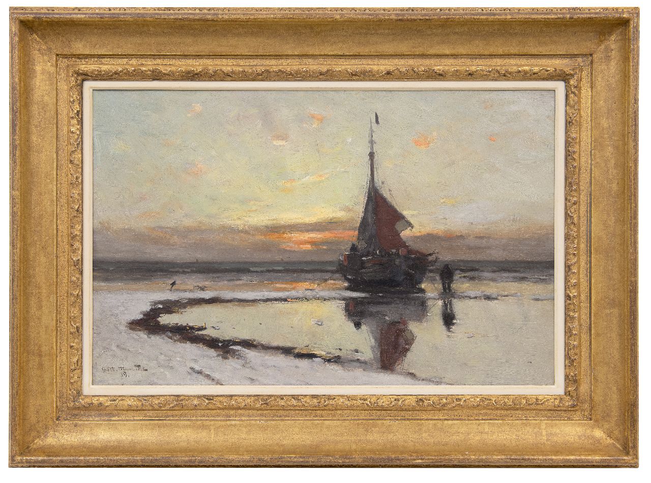 Munthe G.A.L.  | Gerhard Arij Ludwig 'Morgenstjerne' Munthe | Paintings offered for sale | Sunset on the beach of Katwijk, oil on canvas 40.3 x 63.2 cm, signed l.l. and dated '19