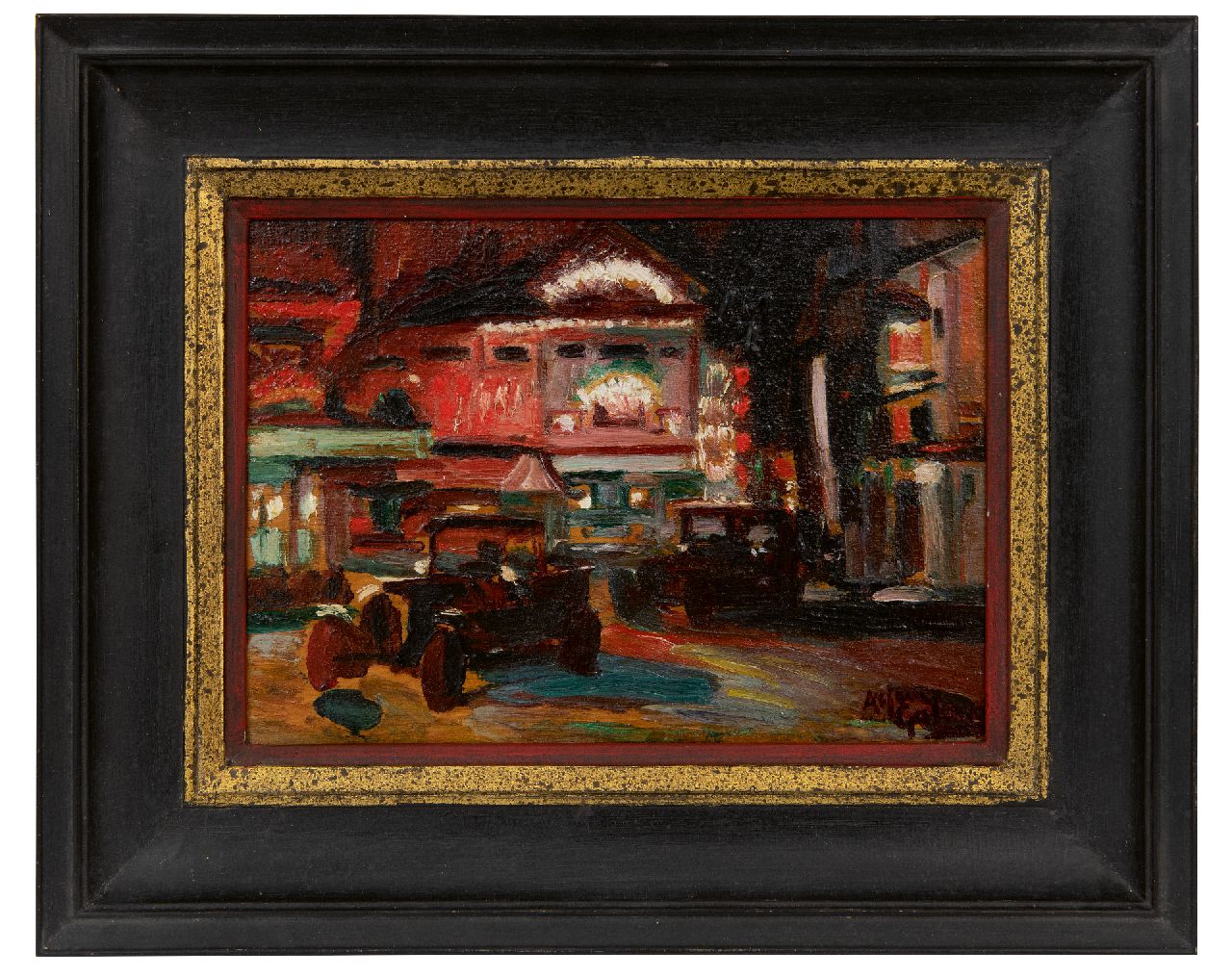 Galema A.  | Arjen Galema | Paintings offered for sale | Place Pigalle in Paris by night, oil on panel 15.8 x 22.0 cm, signed l.r. and painted ca. 1918-1925