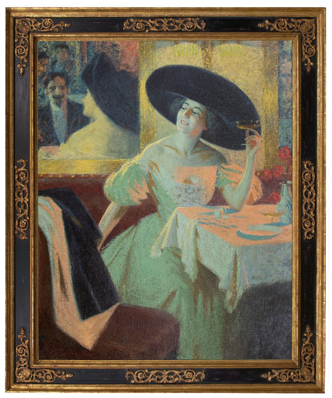 Reynolds W.J.  | 'Wellington' Jarard Reynolds, Au Café Parisienne, oil on canvas 142.5 x 112.5 cm, signed on the reverse