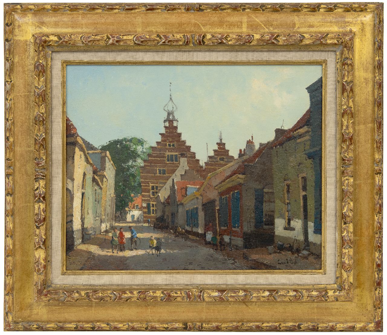 Vlist L. van der | Leendert van der Vlist, Children playing on the street, Naarden, oil on canvas 28.5 x 35.5 cm, signed l.r.