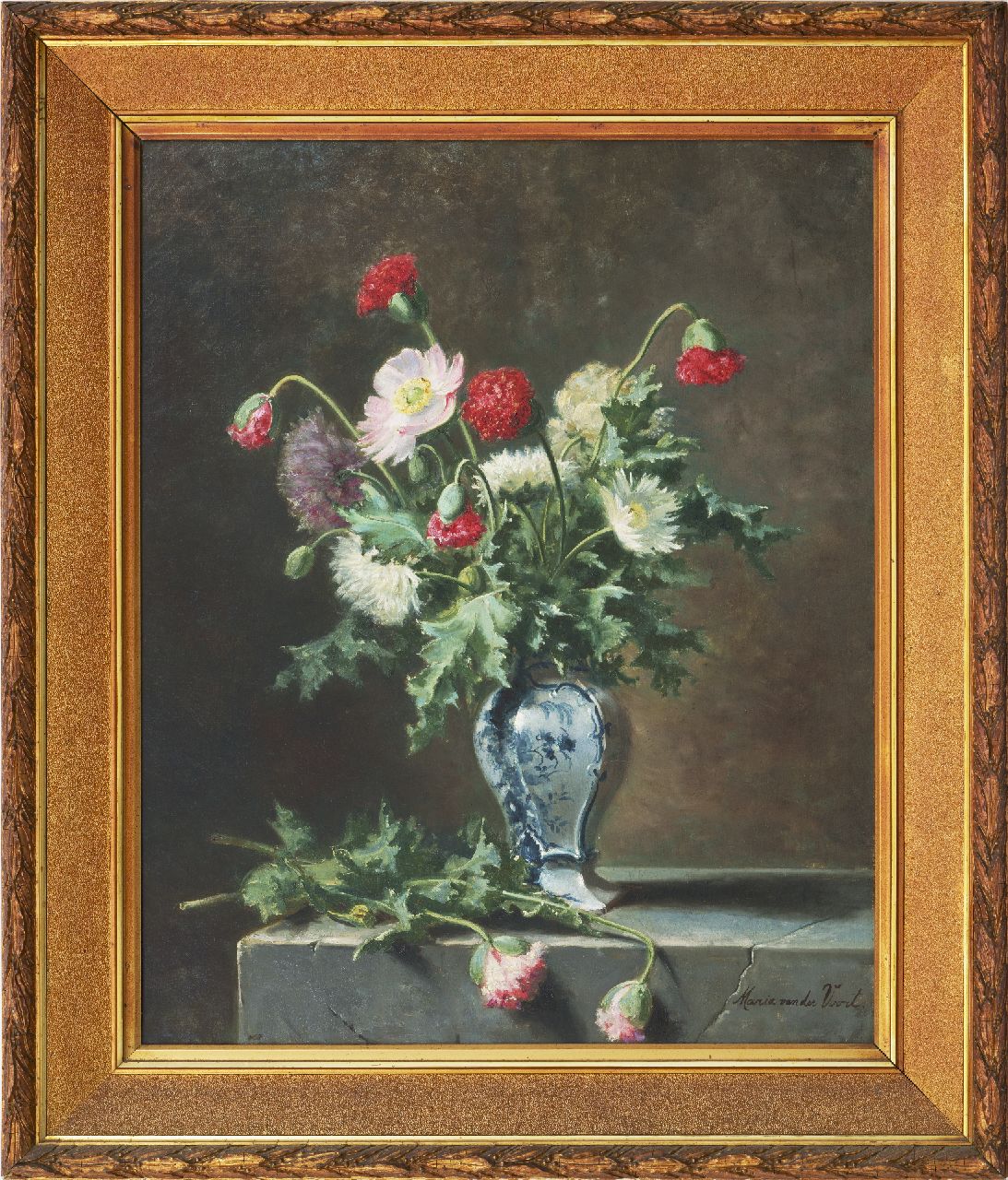 Voort in de Betouw-Nourney M. van der | Maria van der Voort in de Betouw-Nourney | Paintings offered for sale | A still life with poppies, oil on canvas 79.2 x 64.7 cm, signed l.r.