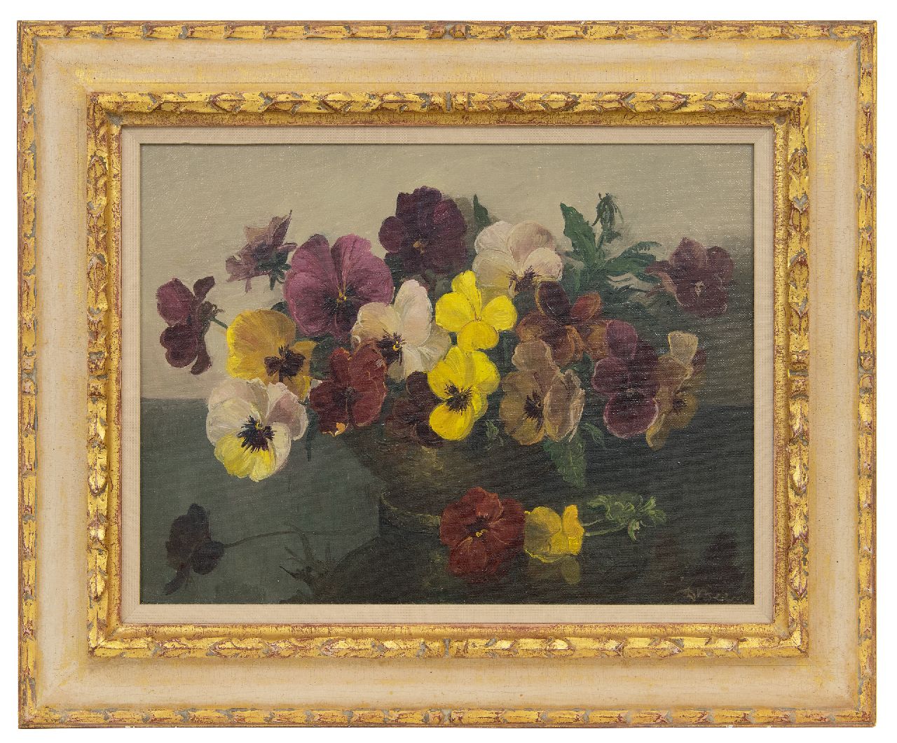 Been D.  | Daniël Been, Violets, oil on canvas 30.5 x 40.5 cm, signed l.r.