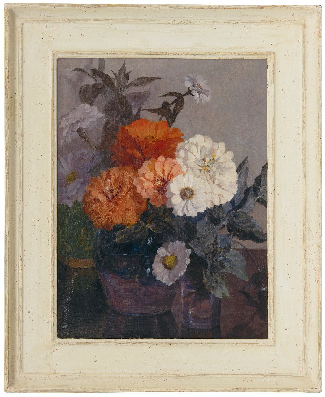 Haverkamp-Machwirth J.G.  | 'Johanna' Georgine  Haverkamp-Machwirth | Paintings offered for sale | Zinnias, oil on canvas 40.5 x 30.5 cm, signed l.l. and painted ca. 1890-1907