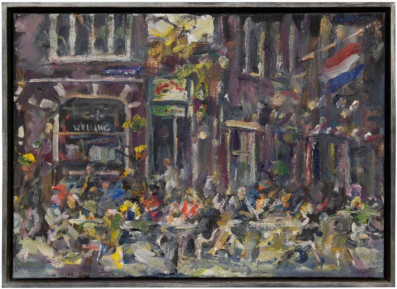 Leippert J.  | Jürgen Leippert | Paintings offered for sale | Café Welling, Amsterdam, oil on canvas 50.0 x 69.8 cm, signed u.r. and on the reverse and dated 4.5.07
