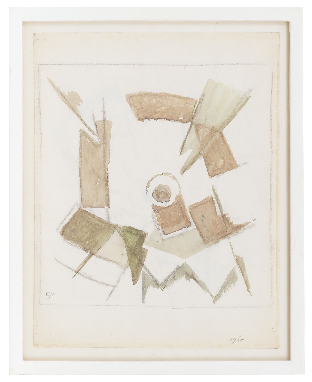 Velde G. van | Gerardus 'Geer' van Velde | Watercolours and drawings offered for sale | Untitled, chalk and watercolour on vellum paper 21.0 x 20.0 cm, signed l.l. with the artist's stamp and dated 1965