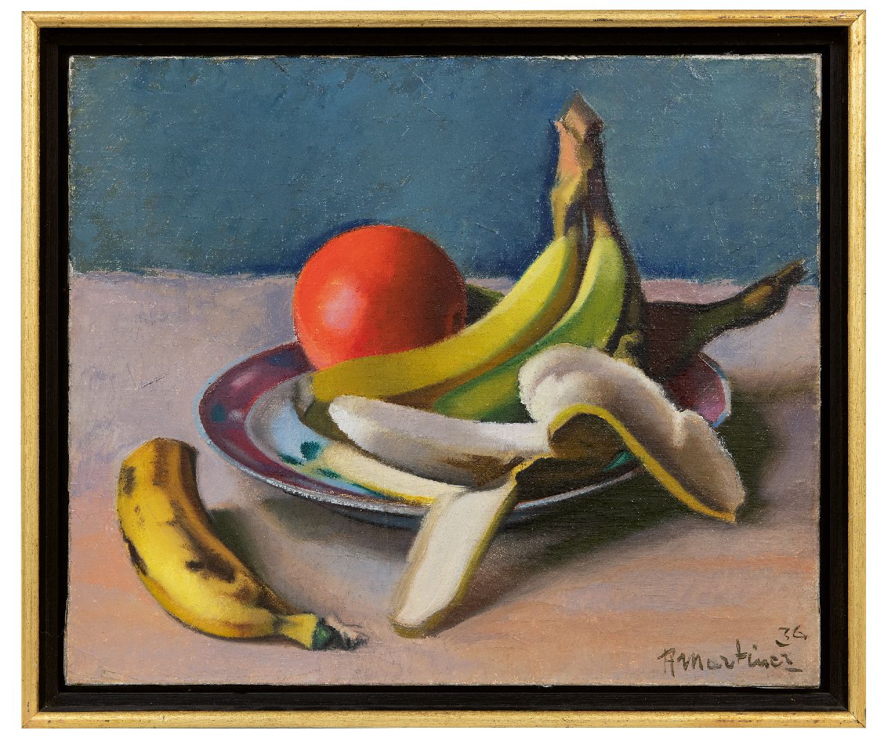 Martinez R.  | Raoul Martinez | Paintings offered for sale | Still life with bananas and an orange, oil on canvas 35.3 x 42.3 cm, signed l.r. and dated '36